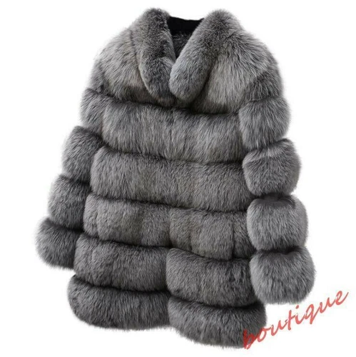 Women's Stand Collar Faux Fur Coat Mid Long Furry Casual Parka coat - Bild 36 von 38
