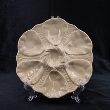 Antique Oyster Plate French Majolica ORCHIES  1880 white