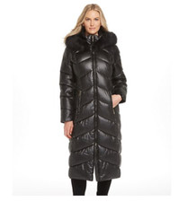 Gallery Faux Down Puffer Coat Black Size 2x New
