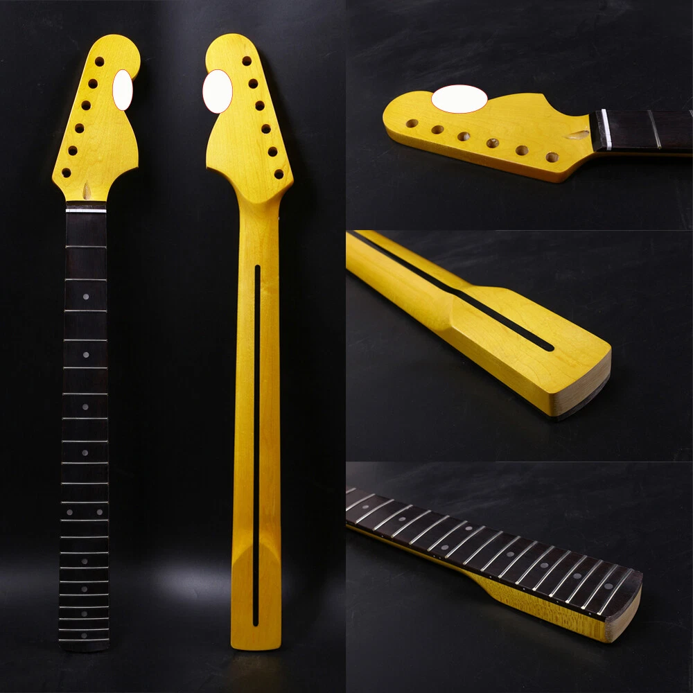 Guitar Neck 21Fret 25.5inch Rosewood Fretboard Dot Inlay DIY Guitar Yellow Paint