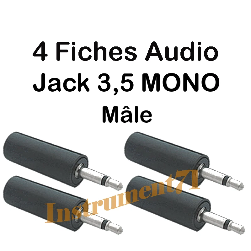 4 Fiches Jack 3,5 Mono Mâle Capot Bakelite Connections à Souder - Photo 1/1