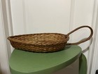 Vintage Woven Wicker Leaf-Shaped Shallow Basket with Handle — photo 2