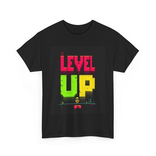 "Level Up" Unisex Heavy Cotton Tee, Gamer Shirt, Video Game Shirt, Birthday - Picture 4 of 11
