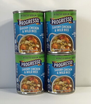 4 CANS Progresso Reduced Sodium Chicken & Wild Rice Soup 19 oz FREE SHIPPING!