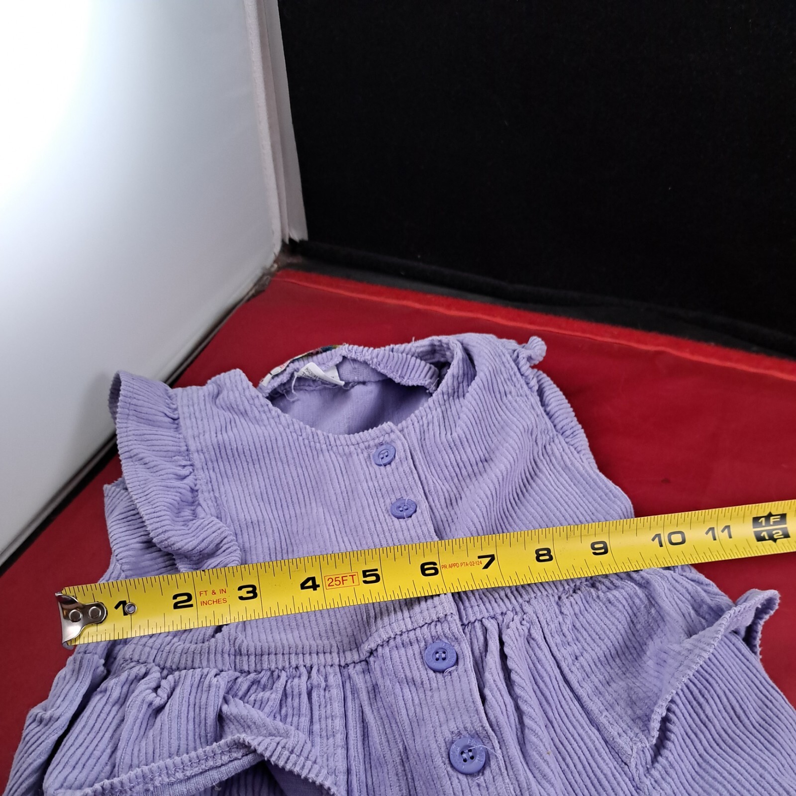 Vtg Girl's Pastel Purple CORDUROY Overalls RUFFLES *5… Gem
