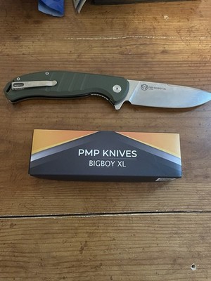PMP Knives Bigboy XL OD Green Flipper Pocketknife Stainless Steel Blade