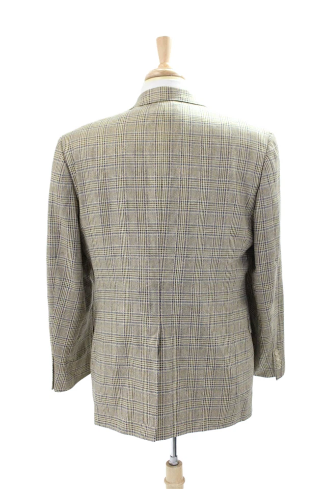 Hart Schaffner Marx Hombres Cuello Cuadros Abotonado Traje Chaqueta Beige Talla 42R - Imagen 4 de 4