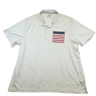 Puma Volition America Mens 3XL Polo Shirt White American Flag Pocket Golf