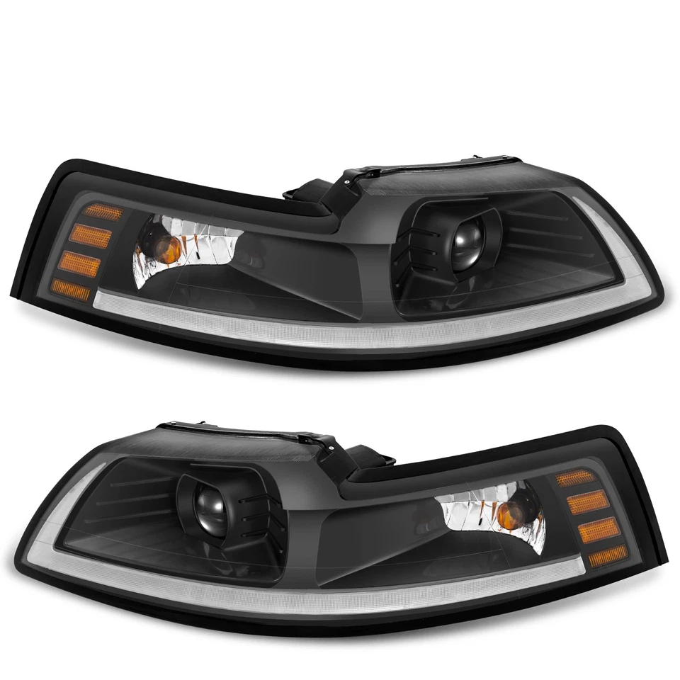 LED Projector Headlights W/Sequential Turn Signal For 1999-2004 Ford Mustang Foto 2 de 4