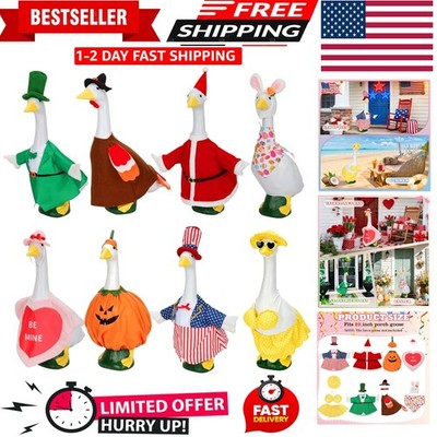 8 Set Holiday Porch Goose Outfits All Seasons Bundle for 23 inch, Multicolor