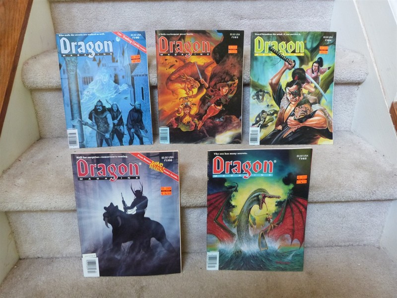 VTG Dragon Magazine lot 160 161 164 165 166 1990 1991 TSR AD&D adventure, game