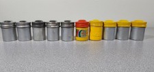 Vtg Metal 35mm Film Canister Lot 10 Empty Aluminum Screw Top Kodak Yellow Tins