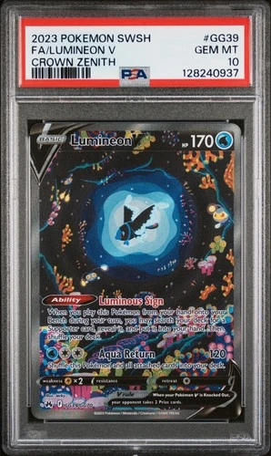 2023 POKEMON SWORD & SHIELD CROWN ZENITH #GG39 FULL ART/LUMINEON V PSA 10