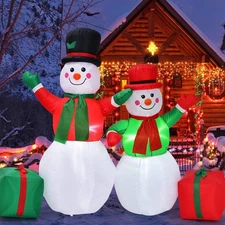 NNECW 1.82M & 1.52M Christmas Inflatable Snowmen with LED Lights