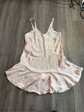 Vintage Victoria s Secret Pink Satin Beaded Slip Dress Nightgown