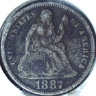1887 LIBERTY SEATED DIME - 90% SILVER - 17.9 mm - DLS 058