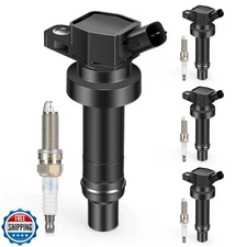Set of 4 Ignition Coil UF652 and Iridium Spark Plug 93815 Compatible With Hyu