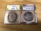Lot of 2 Morgan Dollars 1890-P ANACS AU55 & 1898-P ICG AU58 Both Toned 051