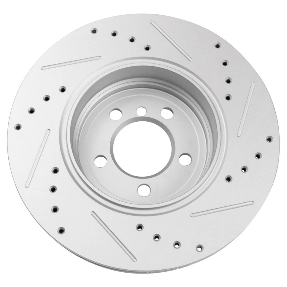 Rear Performance Drilled Slotted G-Coated Disc Brake Rotor Pair for BMW 745i - Image 3 of 4