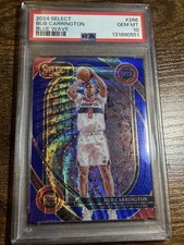 BUB CARRINGTON 2024 Panini Select #266 RC Courtside Blue Wave Prizm /75 PSA 10
