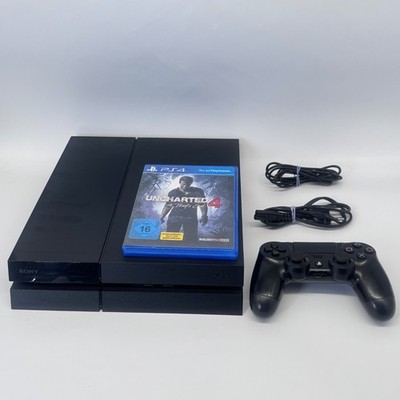 Sony PlayStation 4, PS4 500GB Schwarz + Controller CUH-1116A + Spiel Uncharted 4