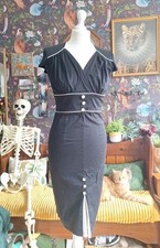 Lindy Bop Black & White Bodycon Stretch Pencil Retro Vintage Style Dress 10