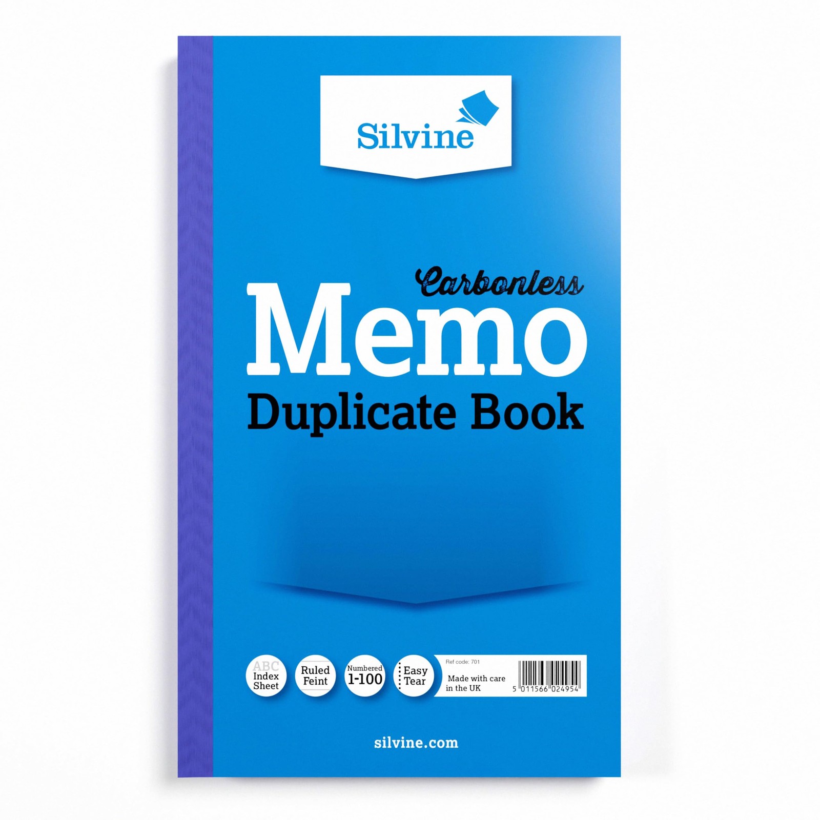 Silvine 8x5 Carbonless Duplicate Memo Book - 210 x 127mm (100 pages), White