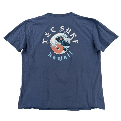 T&C Surf Designs Shirt Mens 2XL Blue Yin Yang Wave Hawaii Tee Japanese Surf