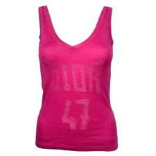 Christian Dior S/S 2005 Pink Wool  Silk Logo Knit Tank Top