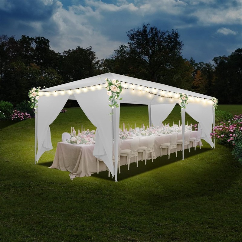 10x20ft Party Tent Waterproof Outdoor Event Canopy White Gazebo with 6 Sidewalls