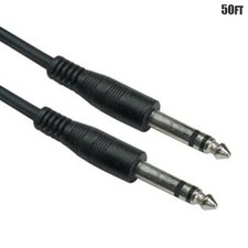 50FT 6.35mm 1/4" Stereo TRS Male to Male Speaker Guitar Instrument Audio Cable