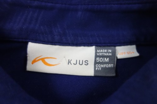 Kjus Polo Shirt Mens Medium 50 Blue Comfort Fit Motion Embossed Performance Golf - Picture 3 of 9