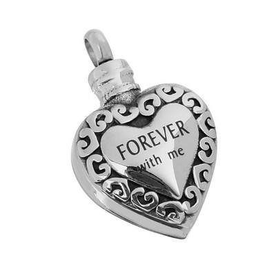 Herz FOREVER With Me Memorial Andenken Haustier Asche Einäscherung Urne Anhänger zum Öffnen