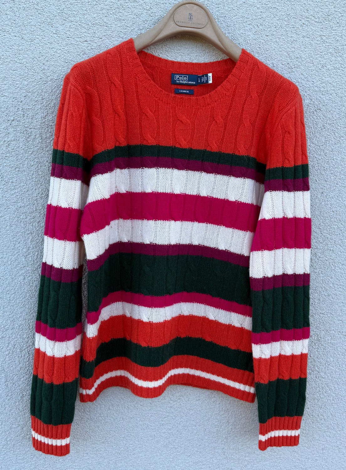 RRP$498 Polo Ralph Lauren 100percent Cashmere Sweater Womens LARGE Crew Neck Jumper EX