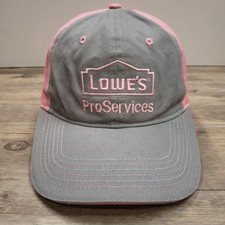 Lowe's ProServices Hat Cap Strap Back Gray Pink Embroidered Employee Advertising