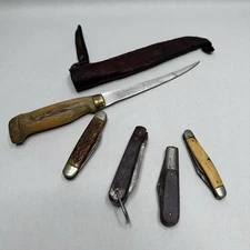 Vintage J. Marttiini Rapala Enscribed Fish Fillet Knife w/Leather Sheath +