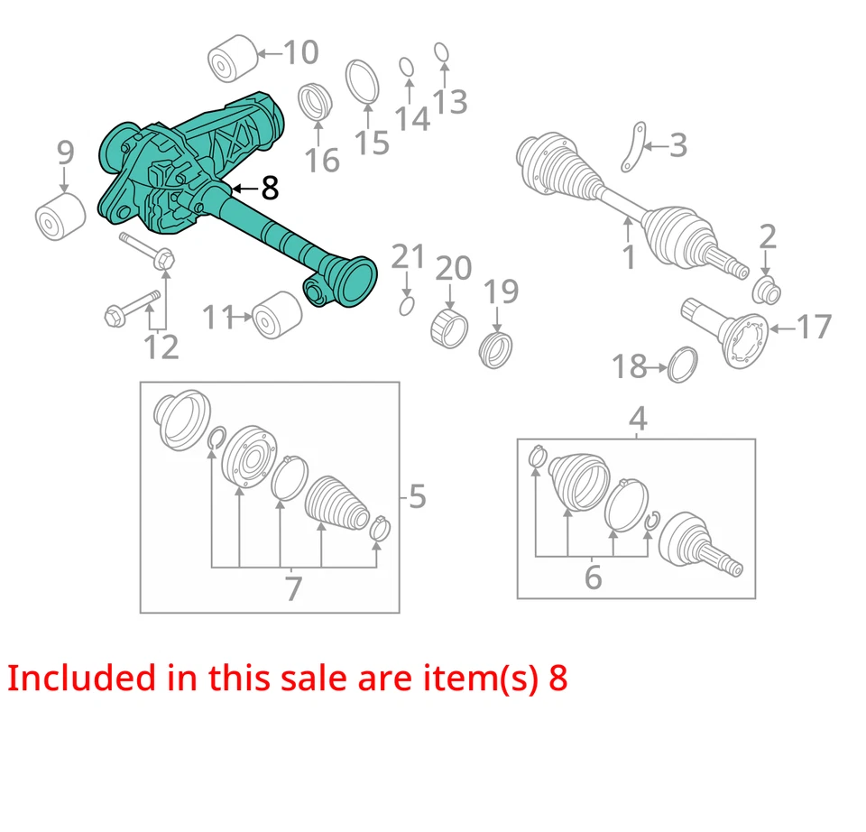 2014 Audi Q7 Differential Carrier 3.6L Limited Slip OEM Used 100K Miles - Image 4 of 4