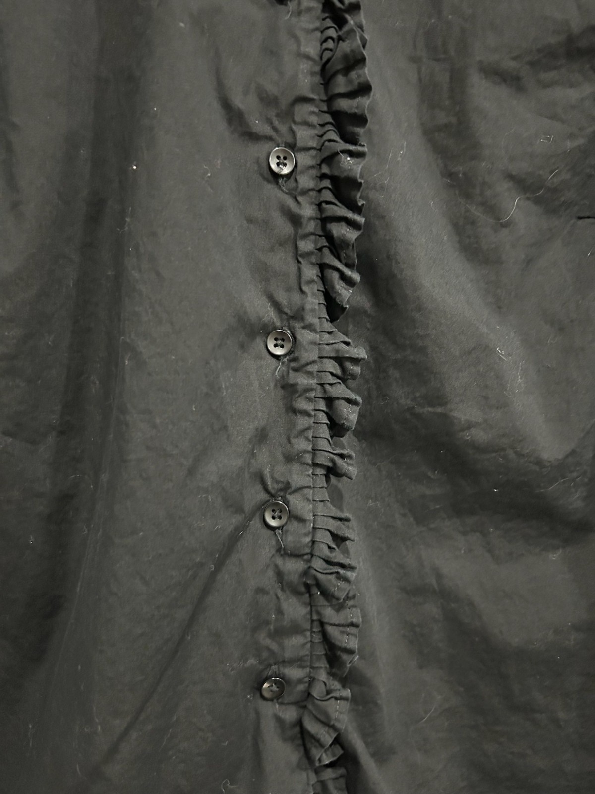 Dialogue Ruffle Front Button-Up Blouse Black Sz X… - image 4