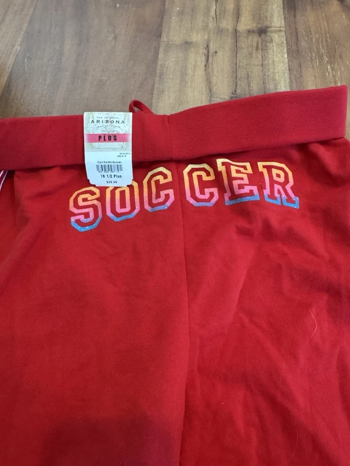 Pantalones deportivos de colección Y2k acampanados cintura plegable rojo fútbol espalda logotipo 18 1/2 Plus NUEVO Foto 2 de 4