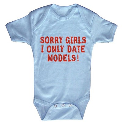 Babystrampler mit Print   Sorry Girls I only date models   08399 blau - 0-24 Mon