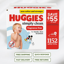 Huggies Simply Clean Unscented Baby Wipes 18 pk 1152 Wipes Free Shipping
