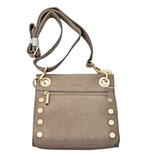 Hammitt Tony Small Grey Natural NUBUCK Leather & Gold Crossbody Bag Handbag NWT