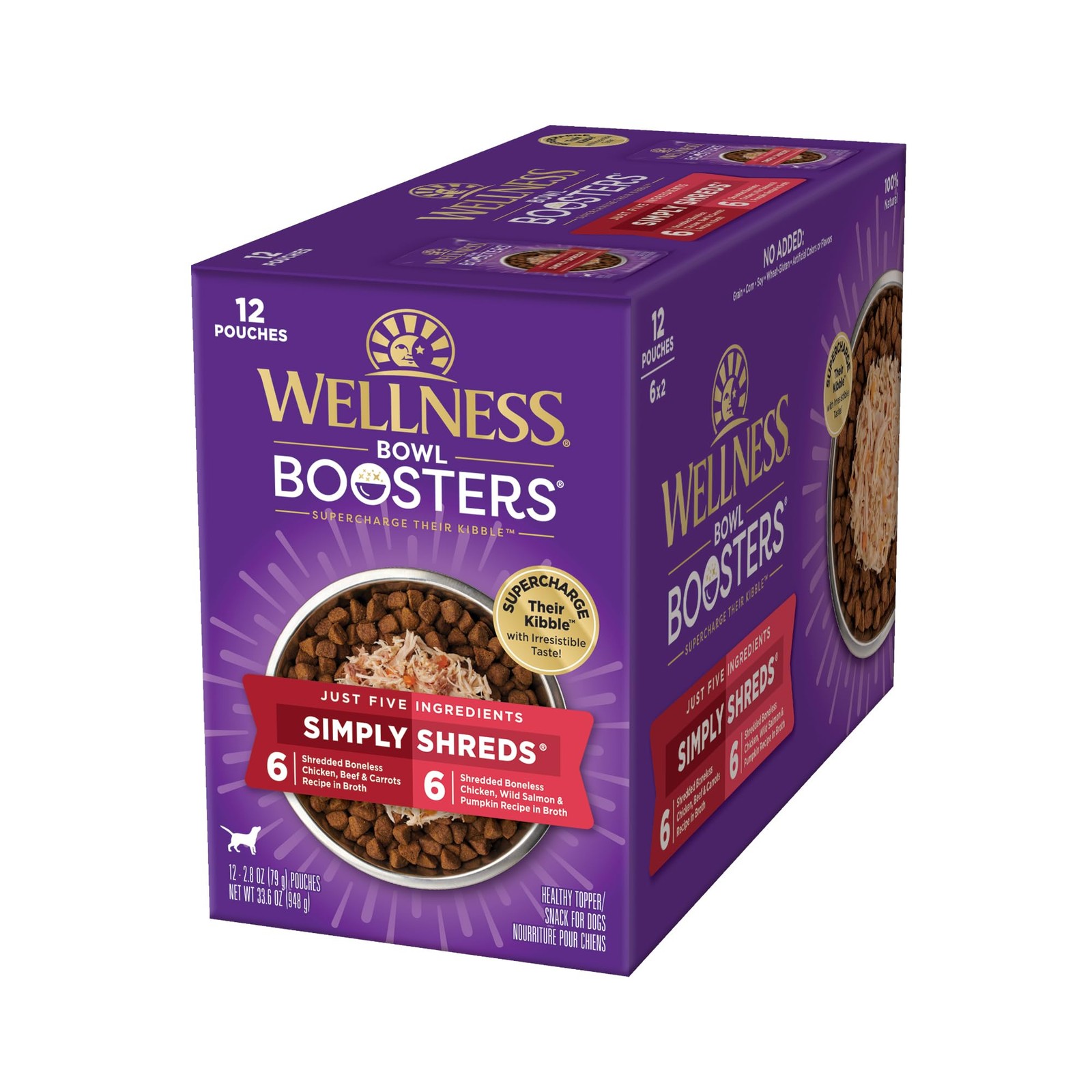 Wellness Bowl Boosters Simply Shreds Wet Dog 0.23 Ounce (Pack of 12), Chicken 