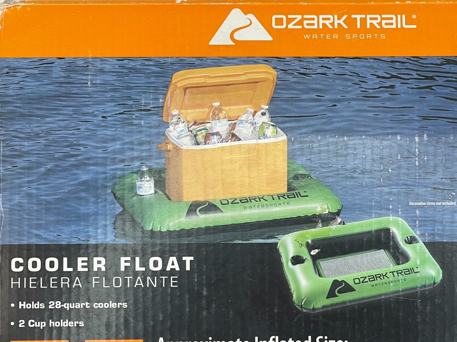 Float Inflatable 2 Cup Holder Holds Up To 28 Quart Cooler Ne