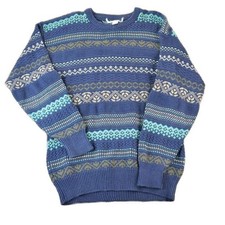 Vintage 1990s Sportswear Chunky Knit Abstract Pattern Crewneck Sweater Made In 9