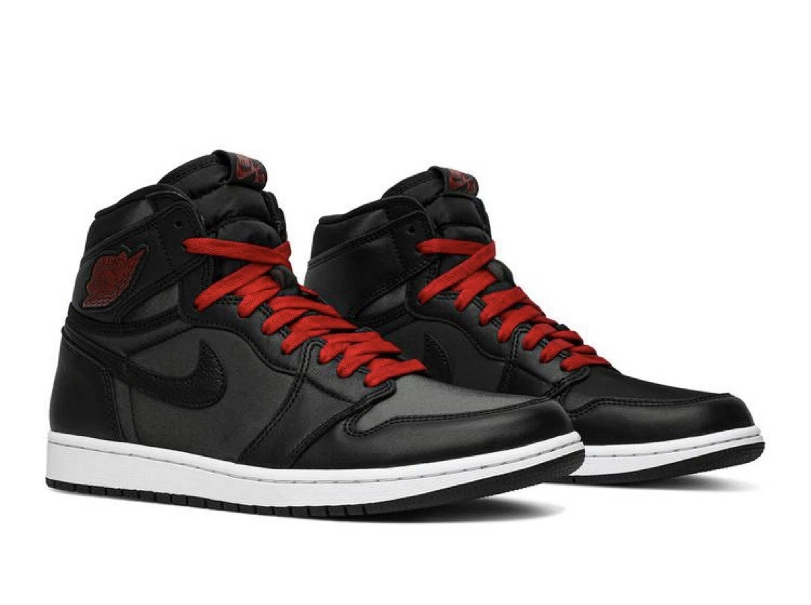 555088-060 Nike Air Jordan 1 Retro High OG Black Gym Red Satin Metallic (Men's)