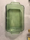 Vintage ANCHOR HOCKING Green Glass Rectangular Casserole Dish 1 Qt / 1 L 6" x 9"