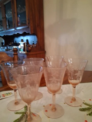 pink depression wine glasses