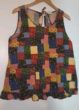 Vtg Design House 60s Smock Apron Double Tie Back Patches Women One Size Japan