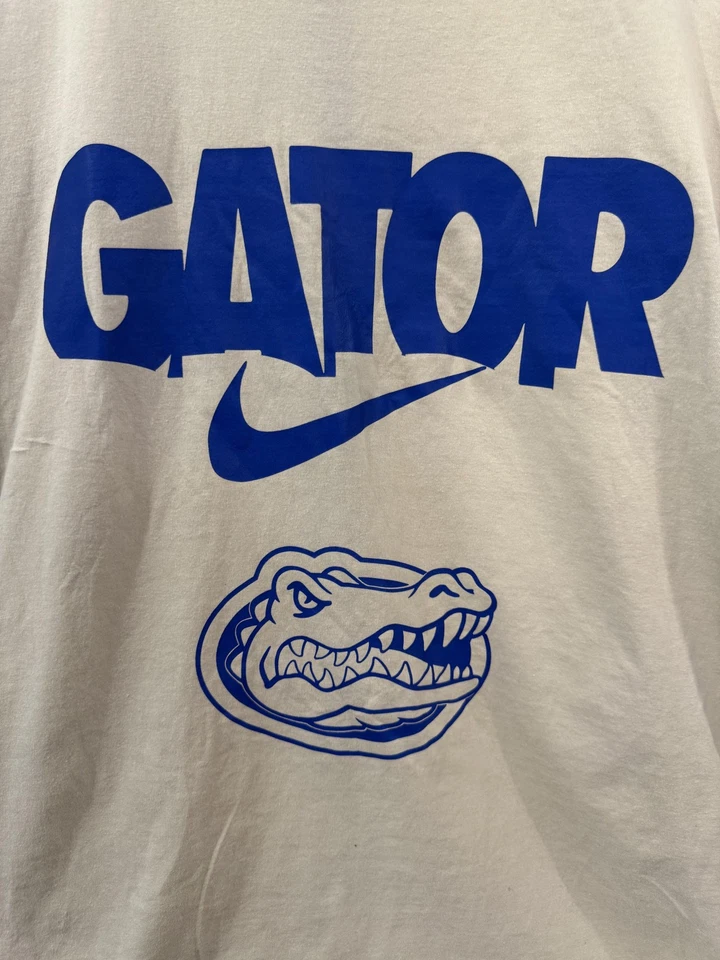 Camisa Florida Gators Para Hombres 3XL Beige Azul NCAA Fútbol Cabeza de Gator Camiseta Estilo Suave Foto 3 de 4